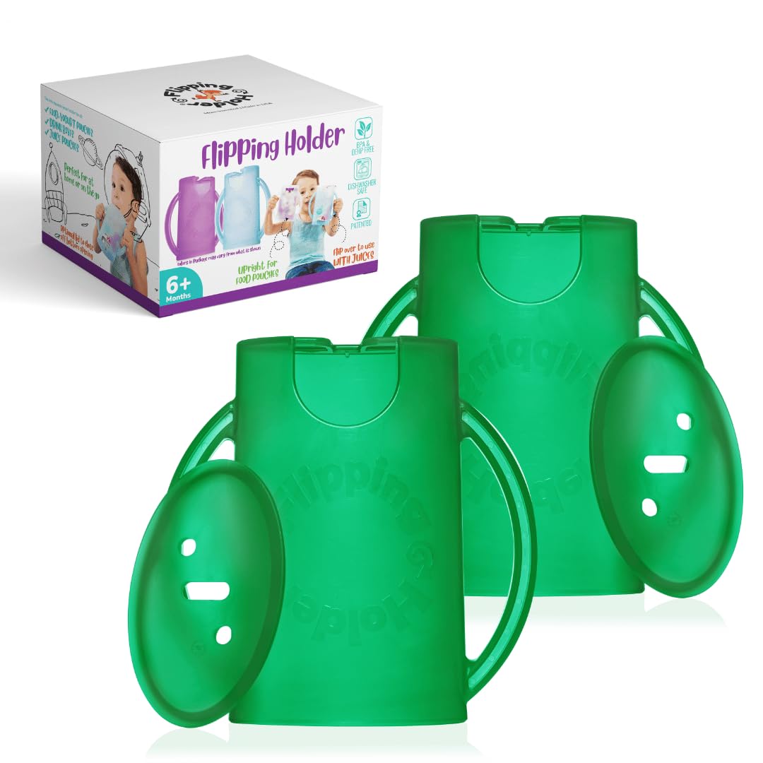 Flipping Holder pouch-holder side view showing mess-free snacking for toddlers