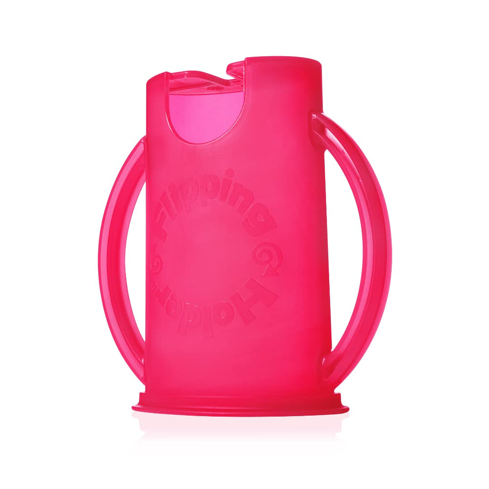 Flipping Holder helps toddlers learn independent snacking during meals.