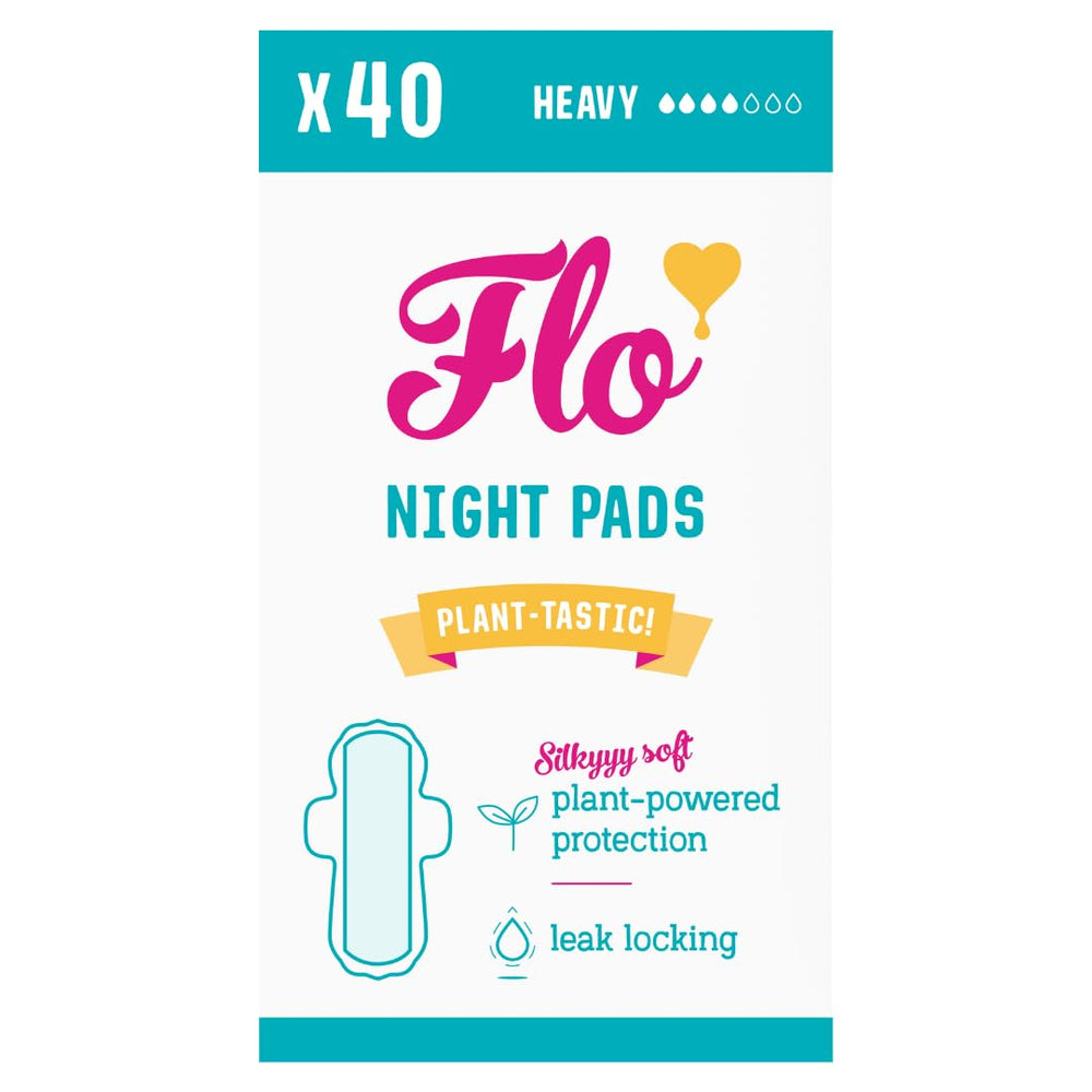 Flo night pads with wings for secure heavy-flow overnight protection