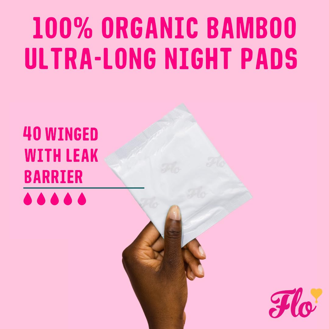 Flo Ultra Long Night Pad with 3D leak barrier for extra protection