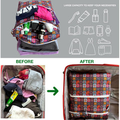 FLOCK THREE 3D wet bag used as a travel organizer in luggage.
