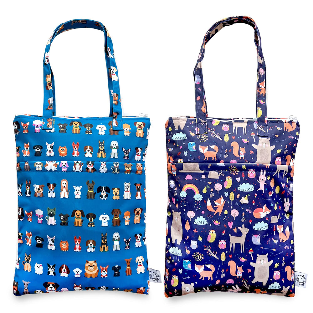 FLOCK THREE wet dry bag front view highlights large diaper capacity for travel.