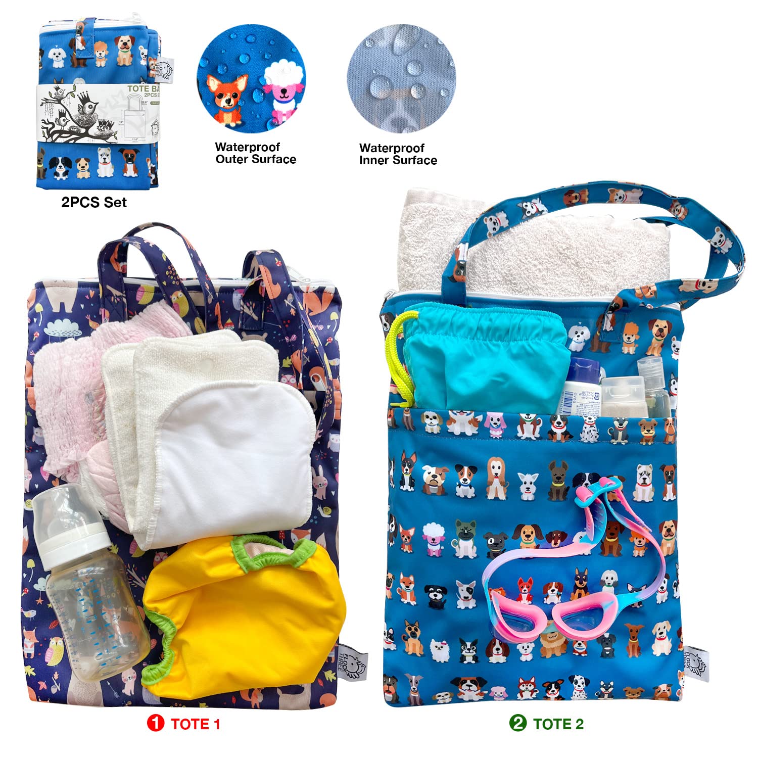 FLOCK THREE wet dry bag swimwear inside emphasizes waterproof protection.