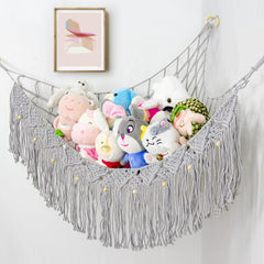 FLOCNOKY large stuffed animal hammock corner keeps plush toys organized and space-efficient.