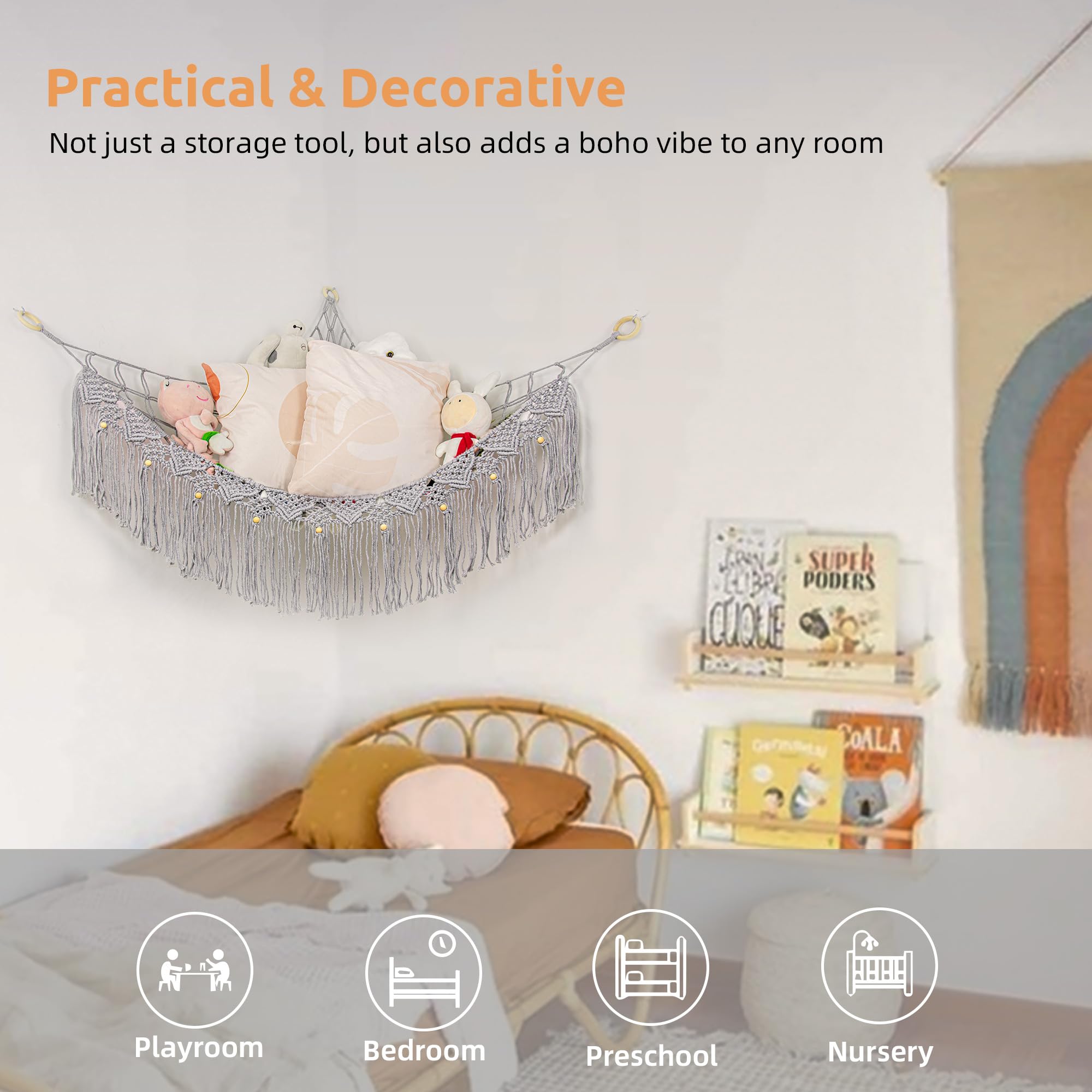 FLOCNOKY plush hammock adds boho charm and makes a thoughtful nursery or gift.