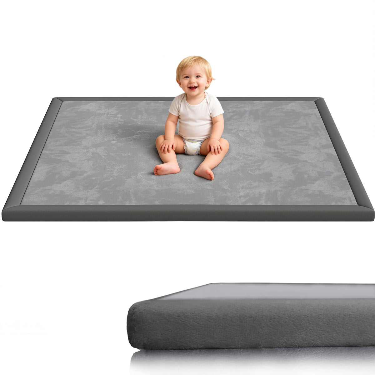 Floisdace baby play mat with 1.3-inch memory foam cushions tummy time sessions