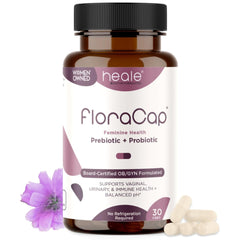 FloraCap bottle front view promotes daily feminine wellness and balance.