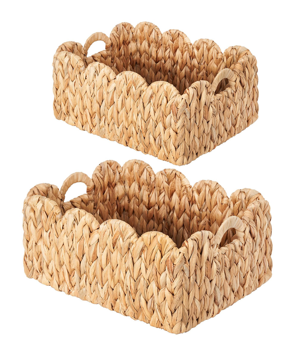 Floramill scalloped basket with woven texture enhances natural decor and versatile storage