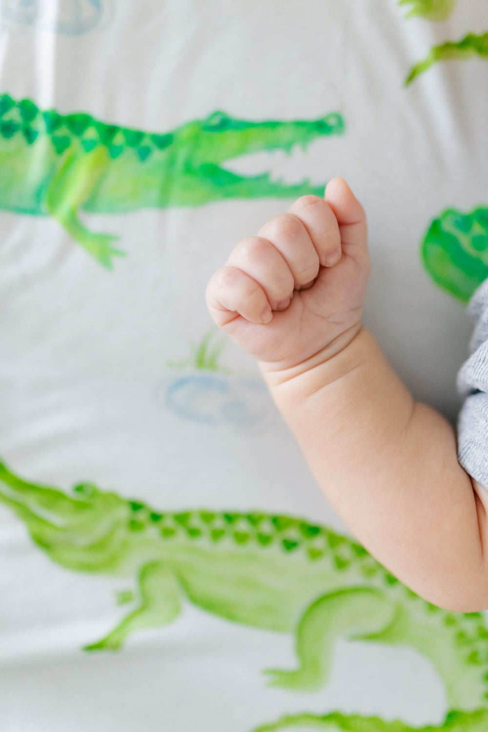 Florida Kid Co alligator print adds vibrant nursery style and charm.