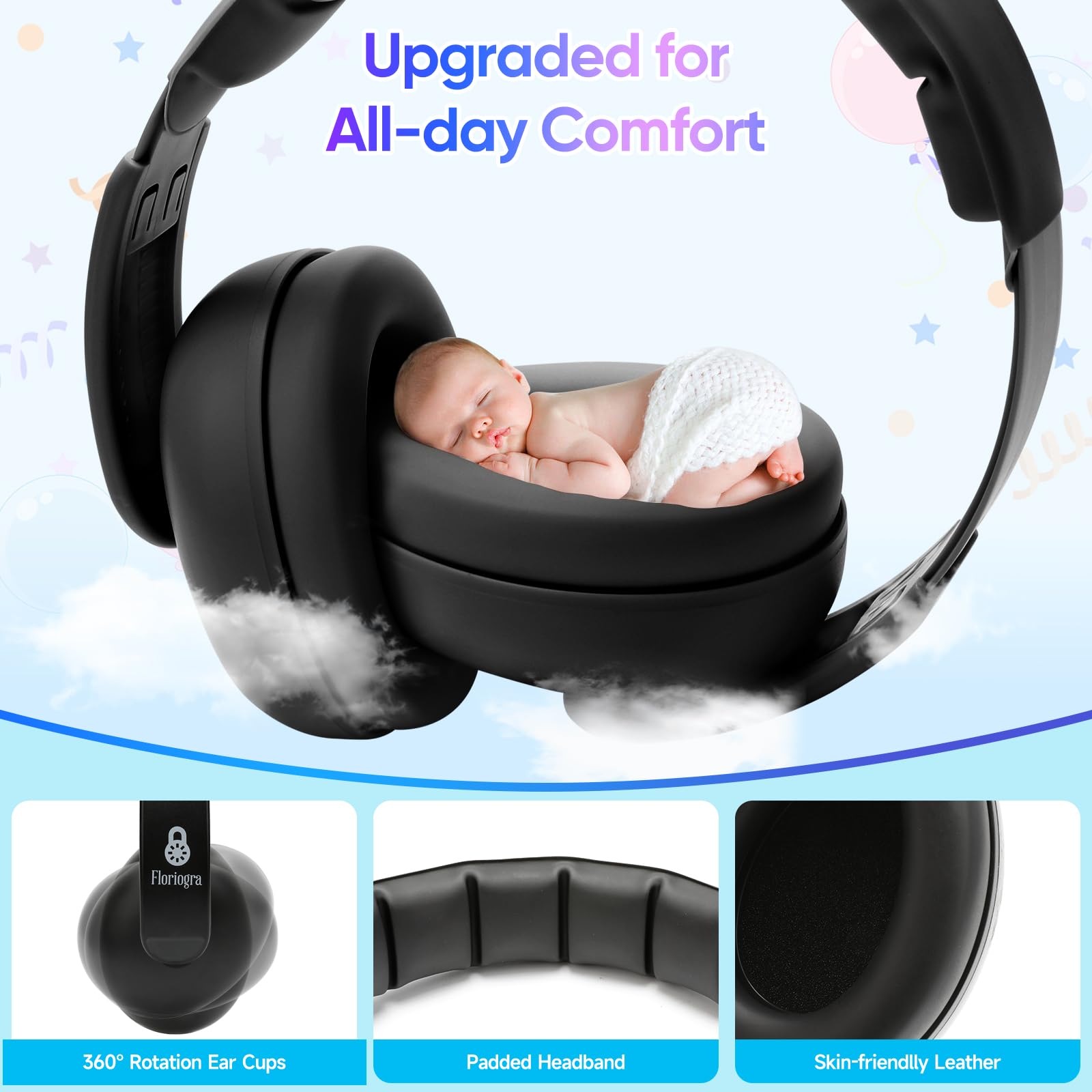 Floriogra Baby Headphones noise-canceling foam for safer listening