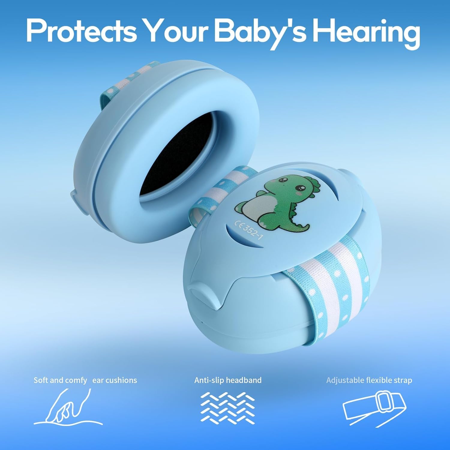 Floriogra infant ear protection blue designed for 0-36 months on noisy outings.