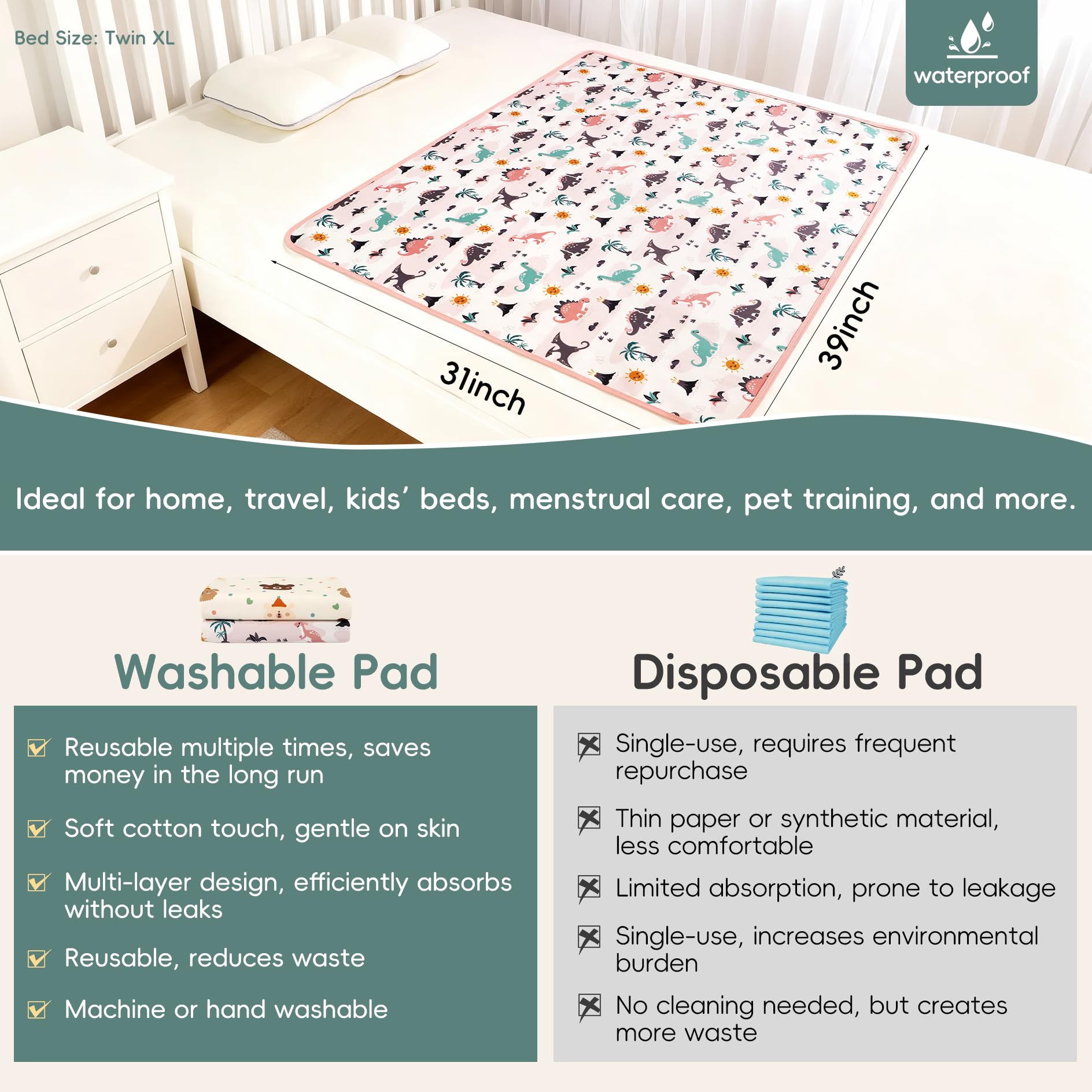 Florith absorbent, quick-drying layer locks in moisture efficiently.