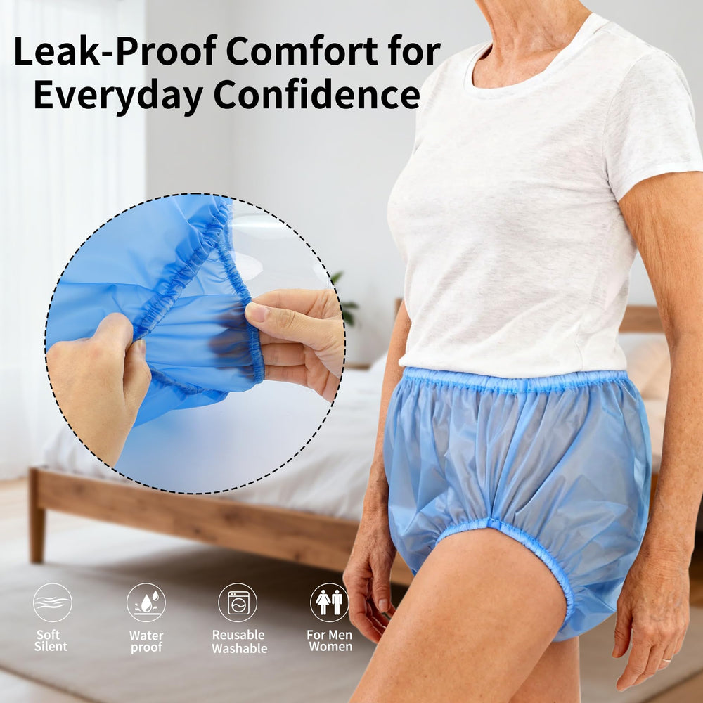 Florith leak-guard flaps in blue reduce leakage risk during wear.