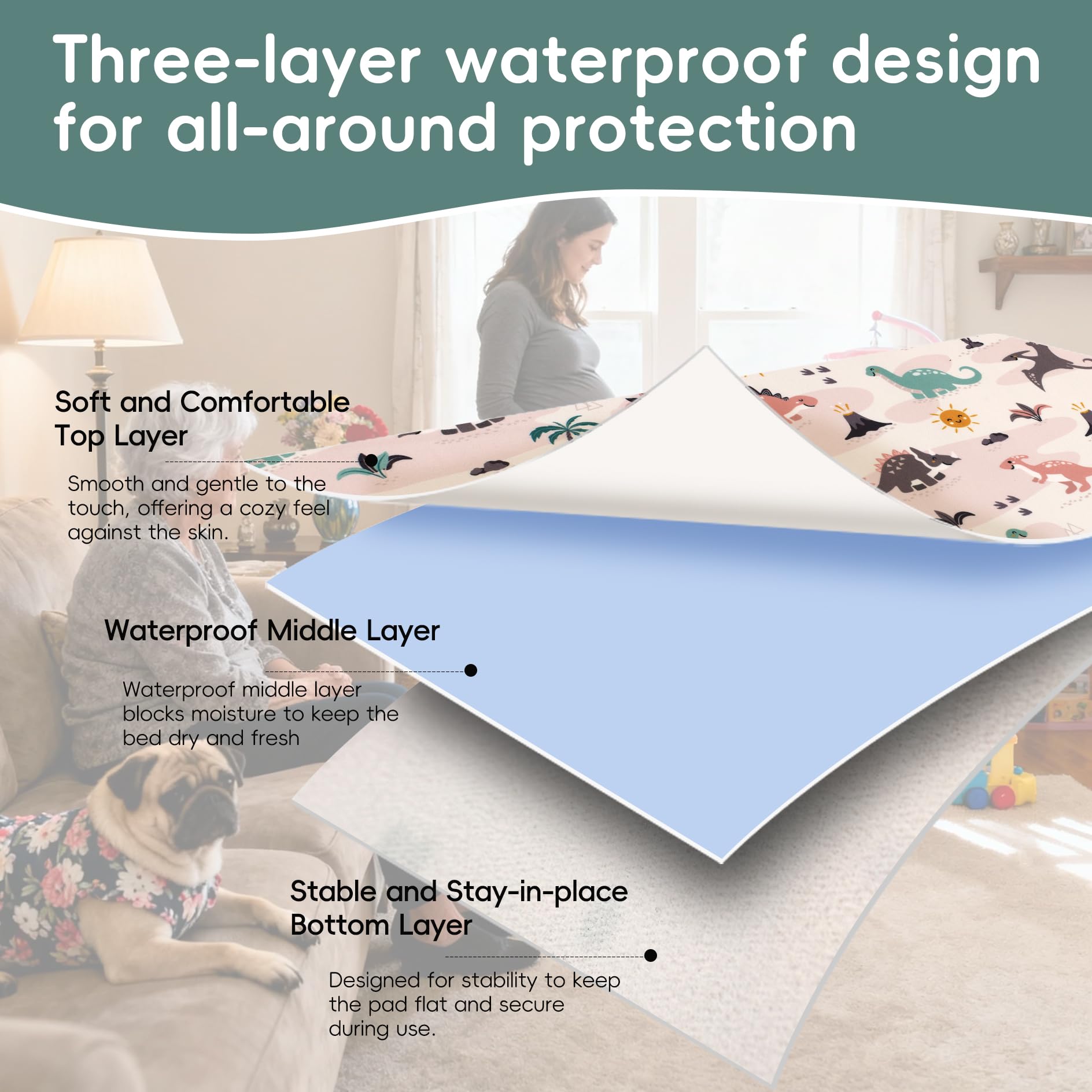 Florith machine-washable and durable underpad for family use.