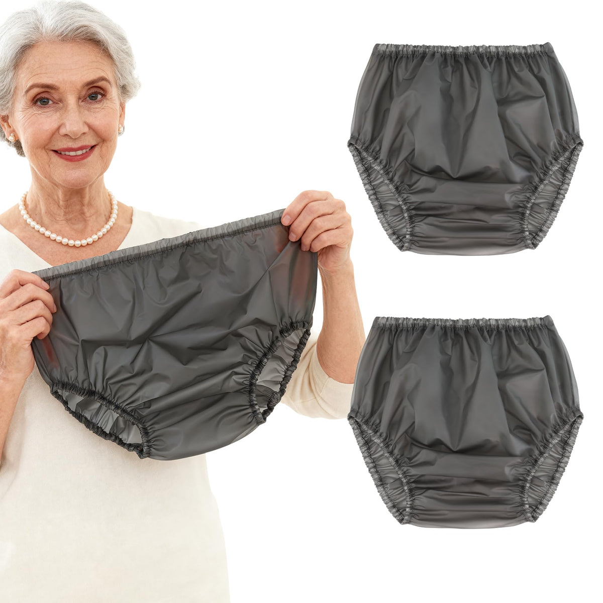 Florith unisex plastic pants front view for daily leak protection.