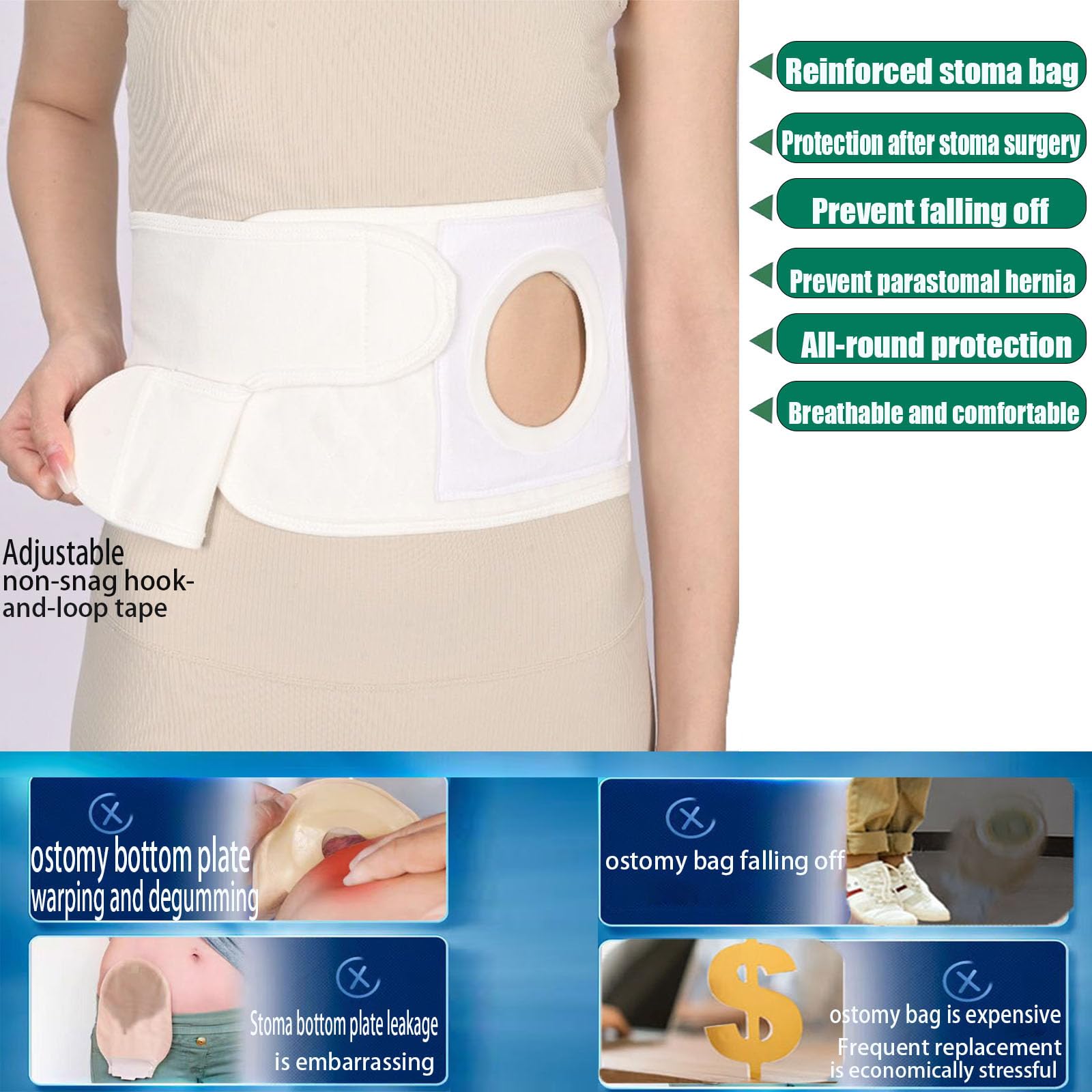 Flosmore ostomy belt breathable fabric keeps you cool during long wear.