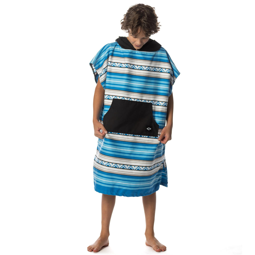 Flow Changing Poncho for Kids Laguna Blue folded compact for travel