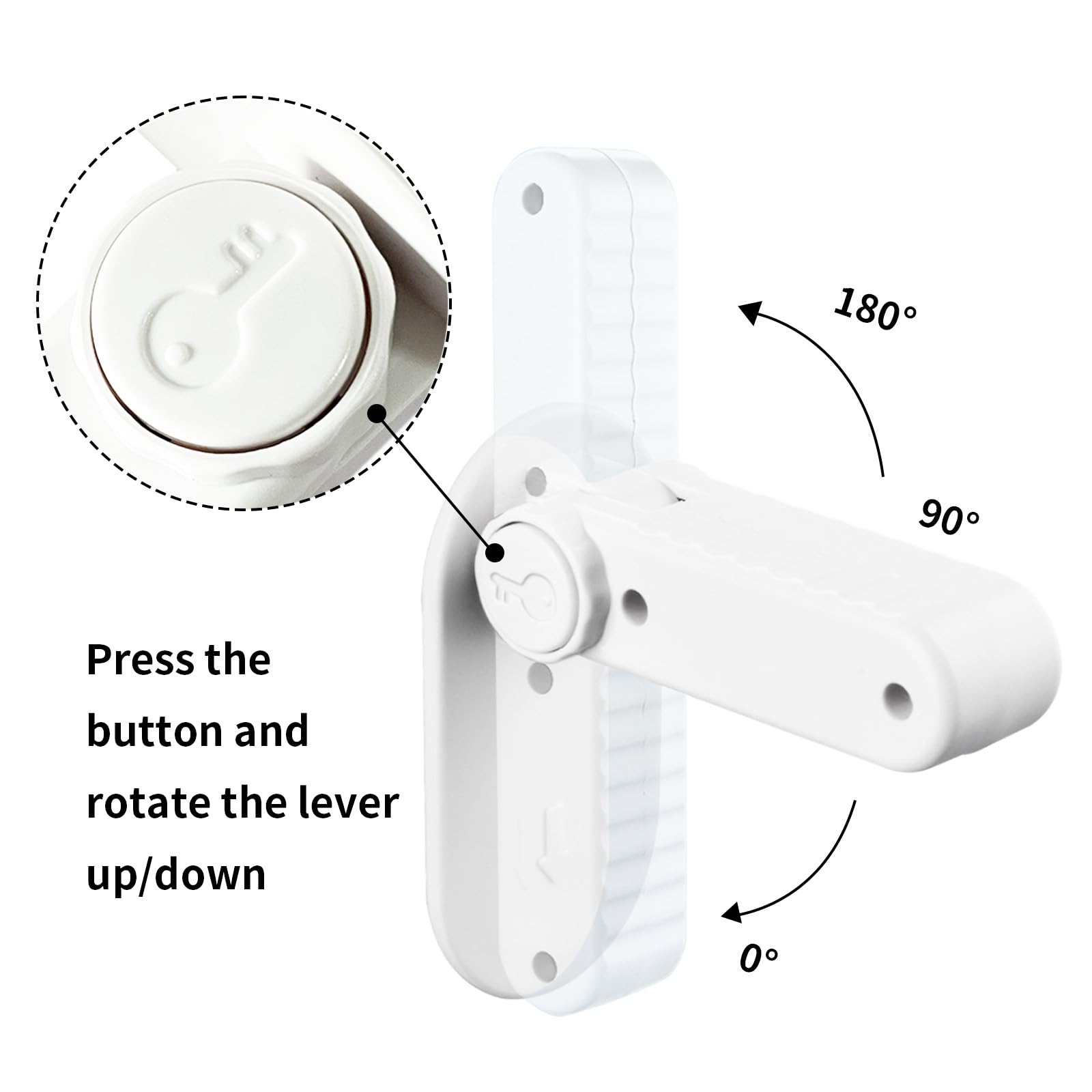 Flowden lever lock in use on a door prevents toddler access
