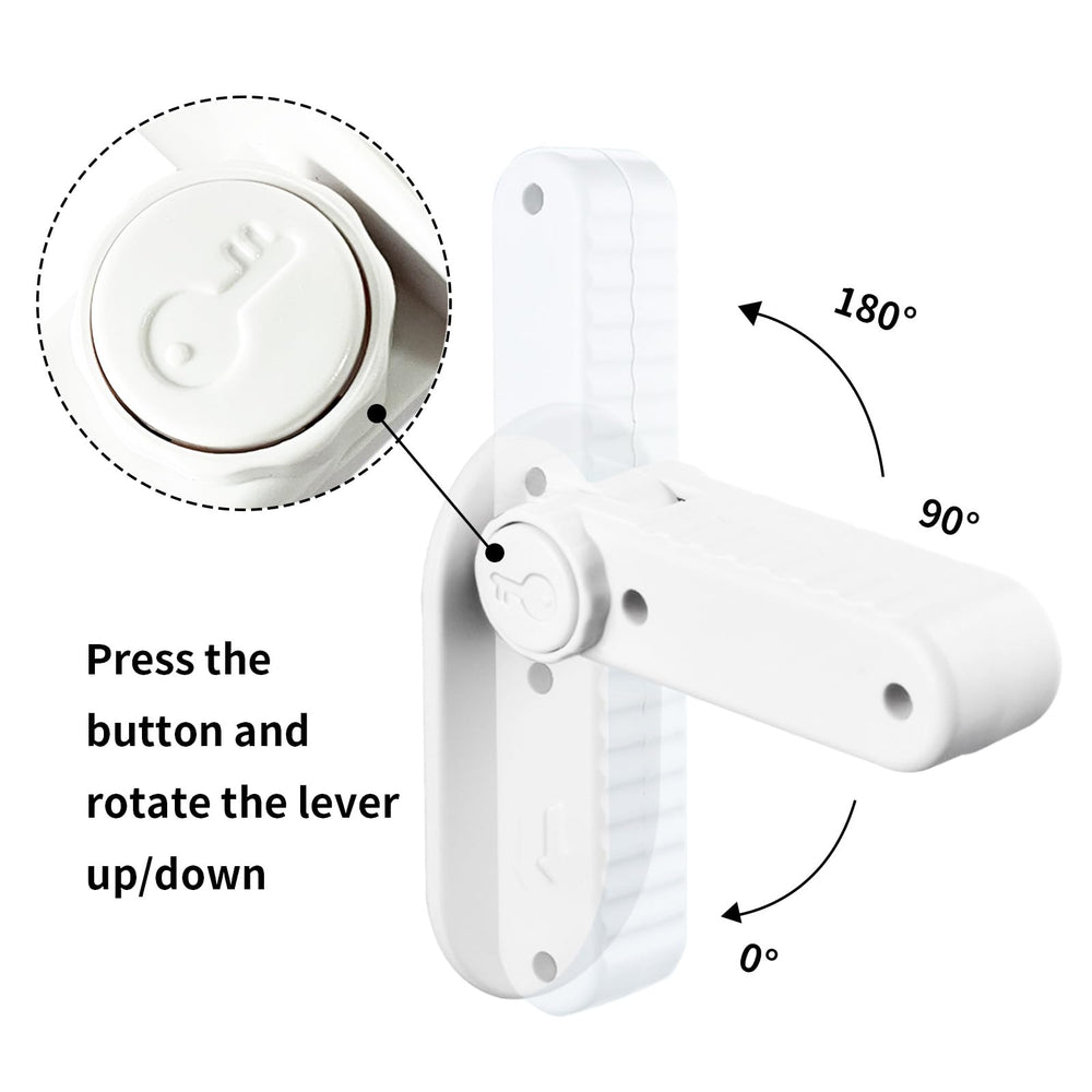 Flowden lever lock in use on a door prevents toddler access