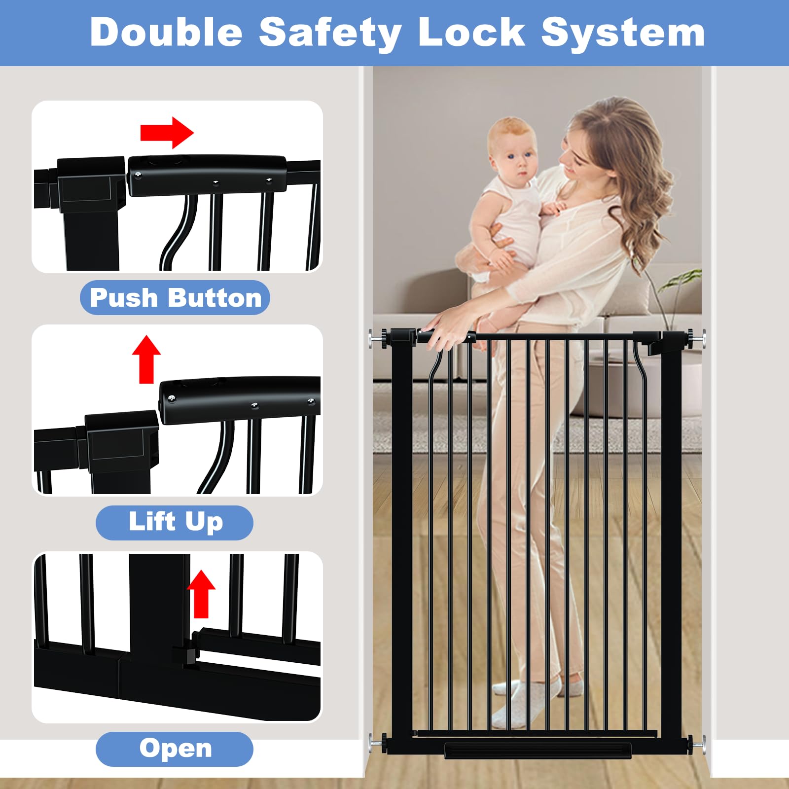 Flower Frail wide-adjustable-width gate fits most doorways easily.