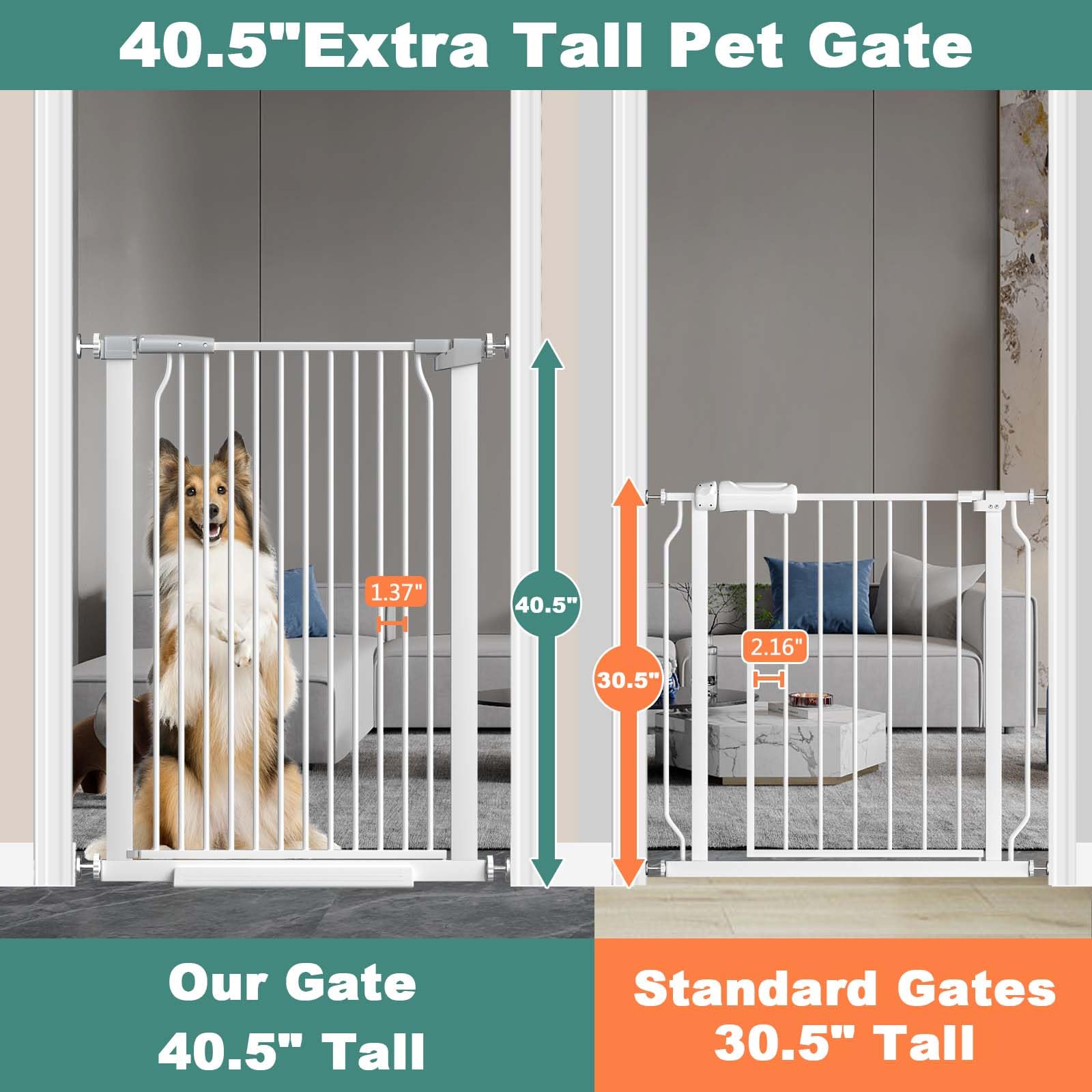 Flower Frail gate expanded width range from 25.6 to 79.5 inches for stairs and hallways