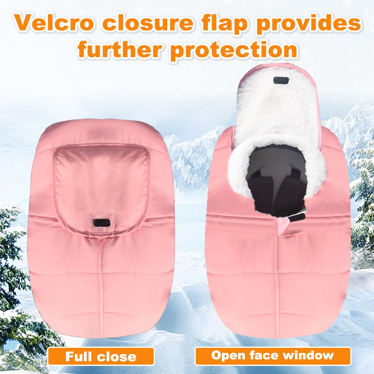 Flower Frail windproof car seat cover with coral fleece keeps baby cozy outdoors