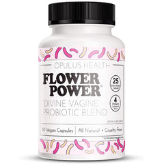 Flower Power Divine Vagine bottle with 30 probiotic capsules for daily vaginal health.