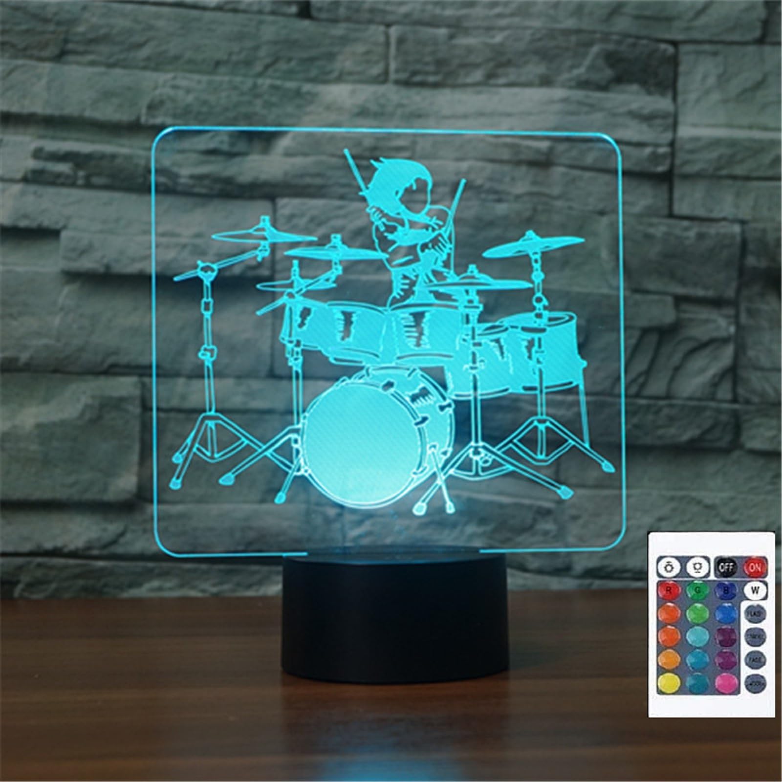 FLRXHK drum kit illusion light base enhances desk decor.