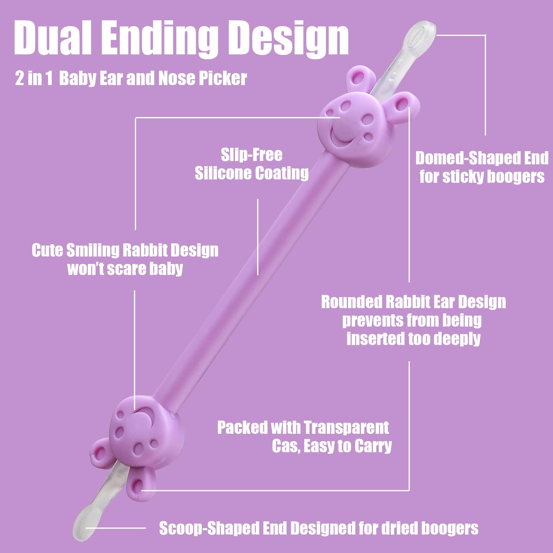 Flutaire soft silicone tip highlights gentle touch for tiny nostrils.