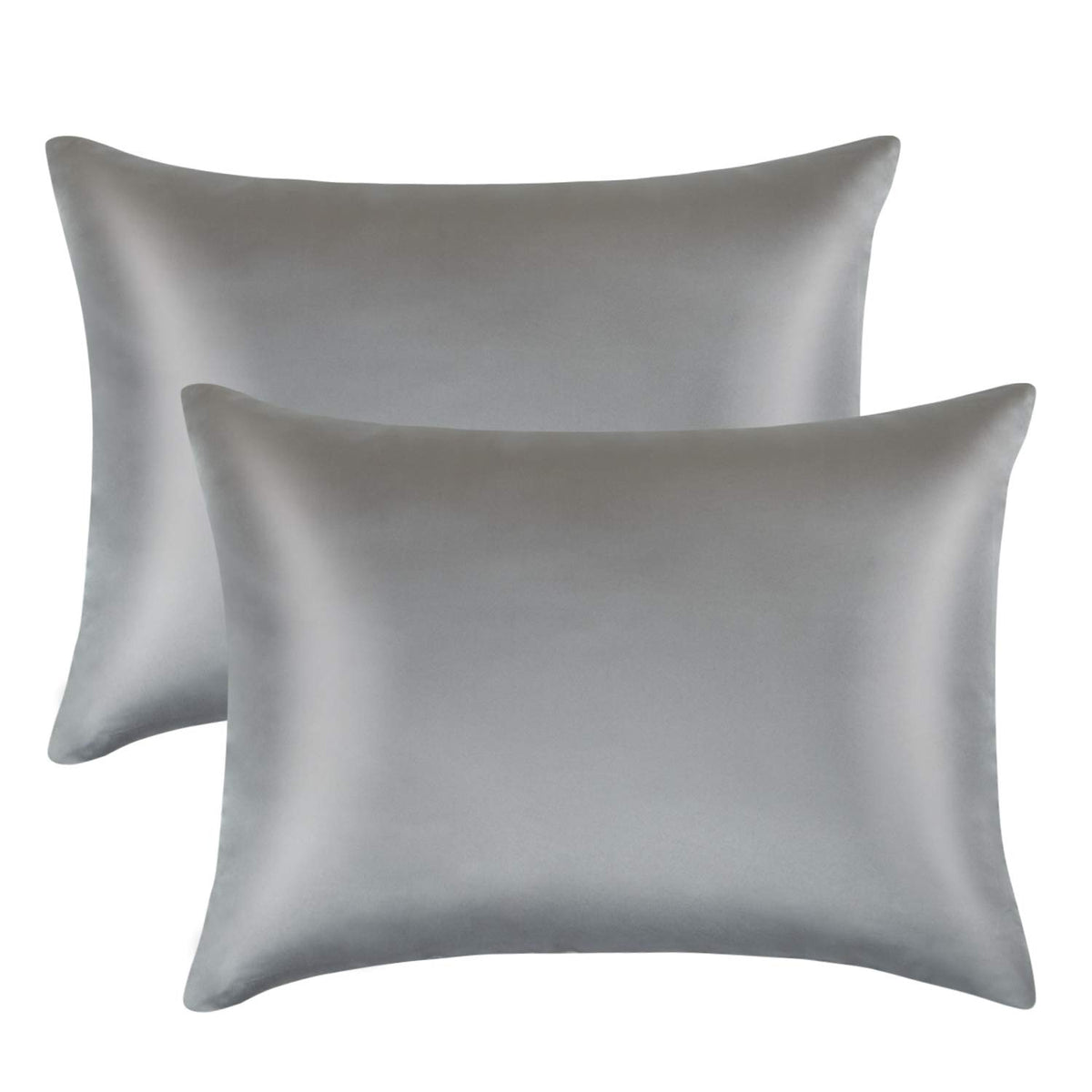 FLXXIE dark grey satin toddler pillowcase with hidden zipper keeps pillow secure