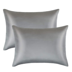 FLXXIE dark grey satin toddler pillowcase with hidden zipper keeps pillow secure
