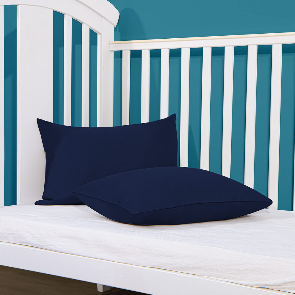FLXXIE navy toddler pillowcase, 13x18 to 14x20 size range.