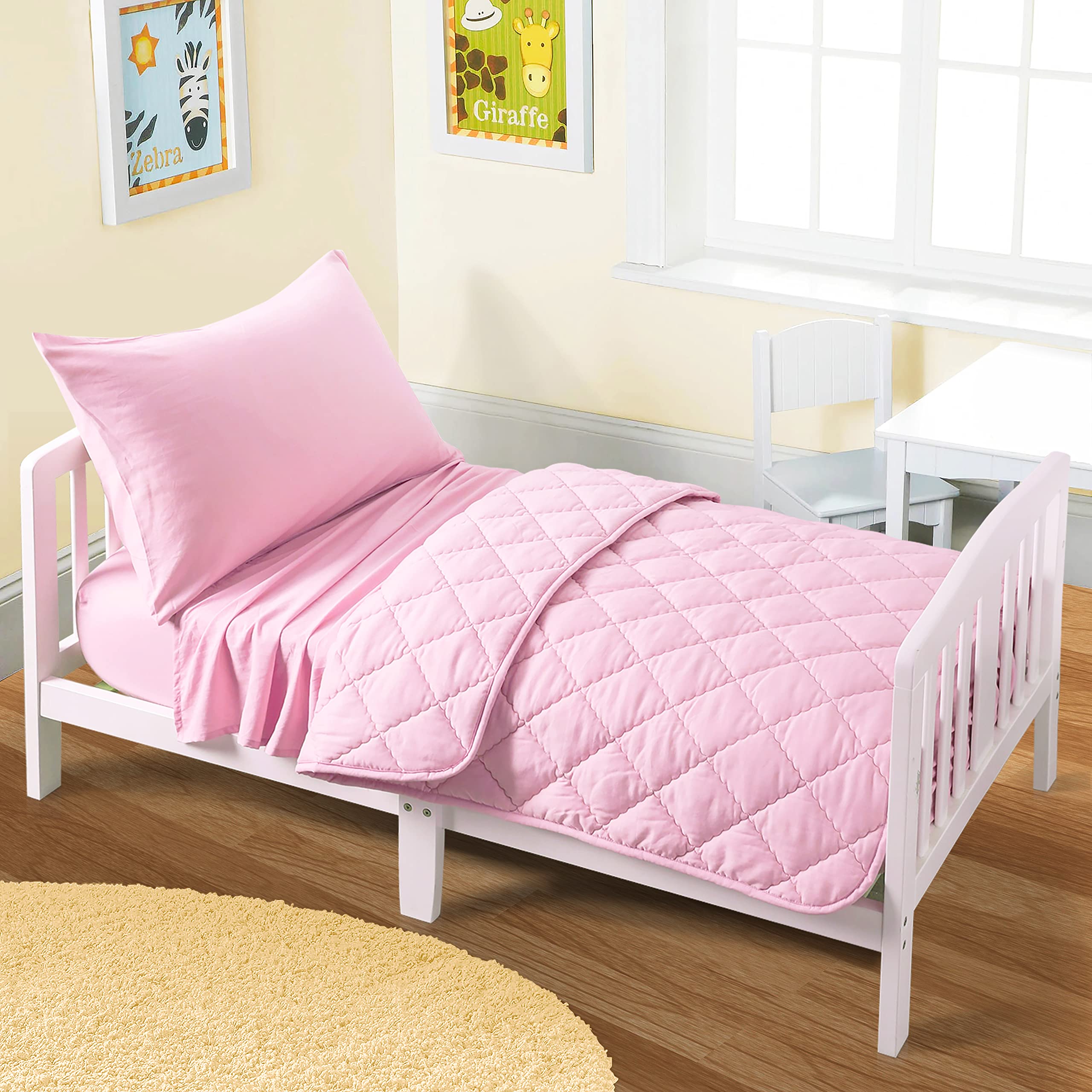 Gift-ready FLXXIE toddler bedding set in pink packaging
