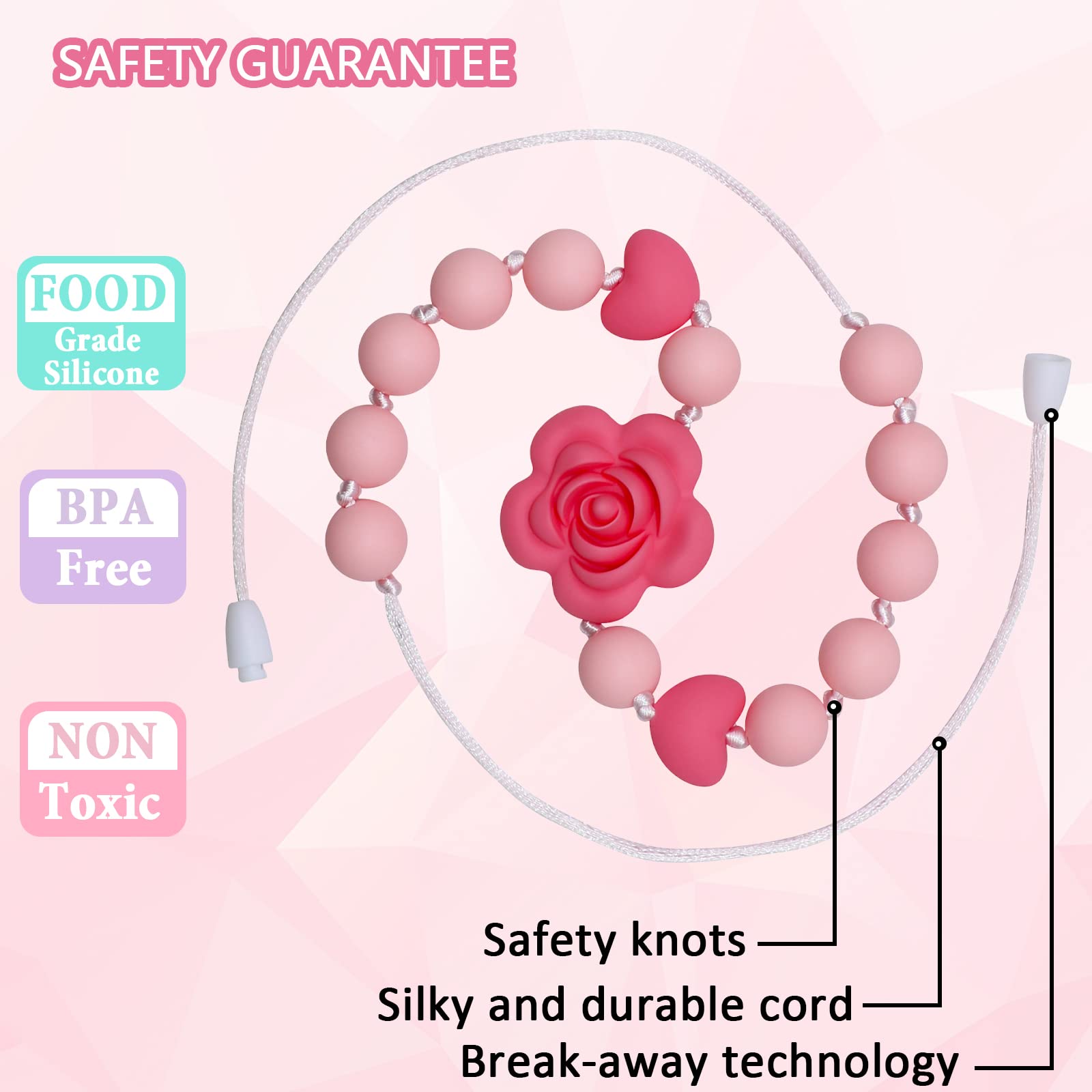 Flyaway chew necklace for child wearing sensory toy, supporting focus during activities.