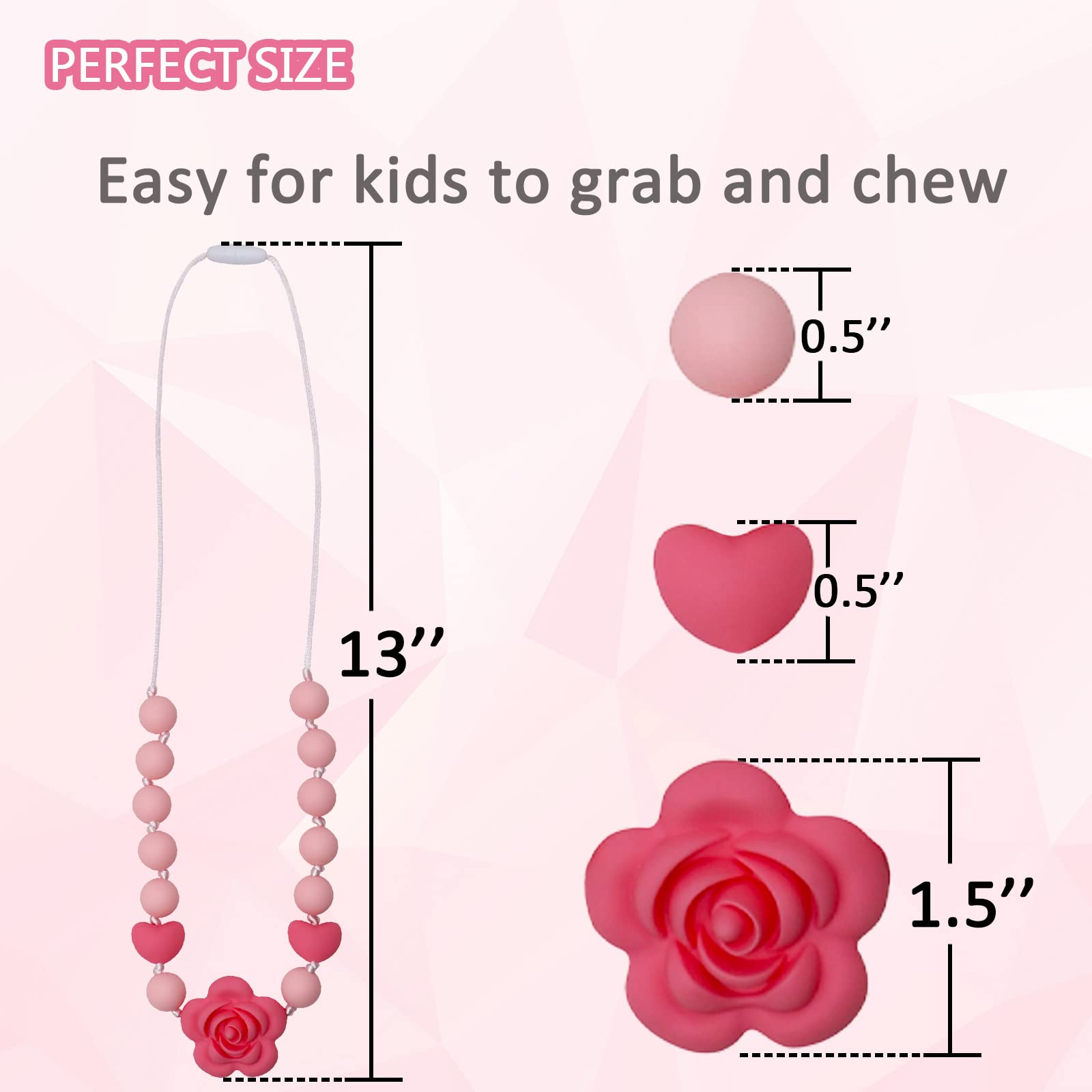 Flyaway chew necklace is easy to clean, dishwasher safe.