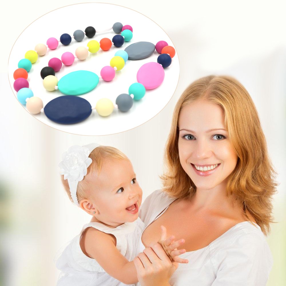 Flyaway rainbow silicone necklace presents color-rich sensory option for daily routines.