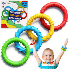 Flyaway fidget bracelet 4-pack colors: soothing sensory tool for focus and calm.