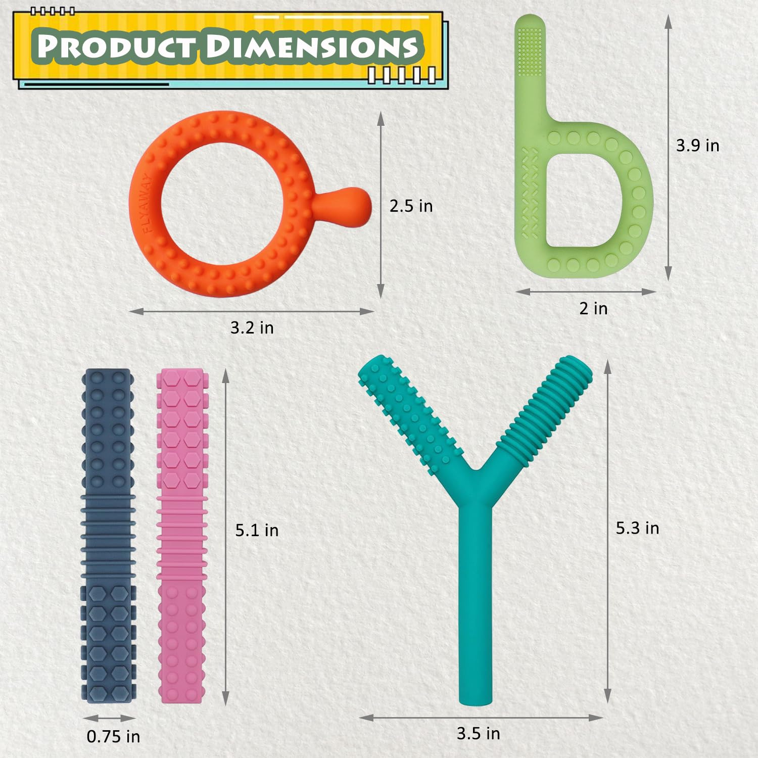 Flyaway soft chewy sticks support oral motor play and gentle biting relief