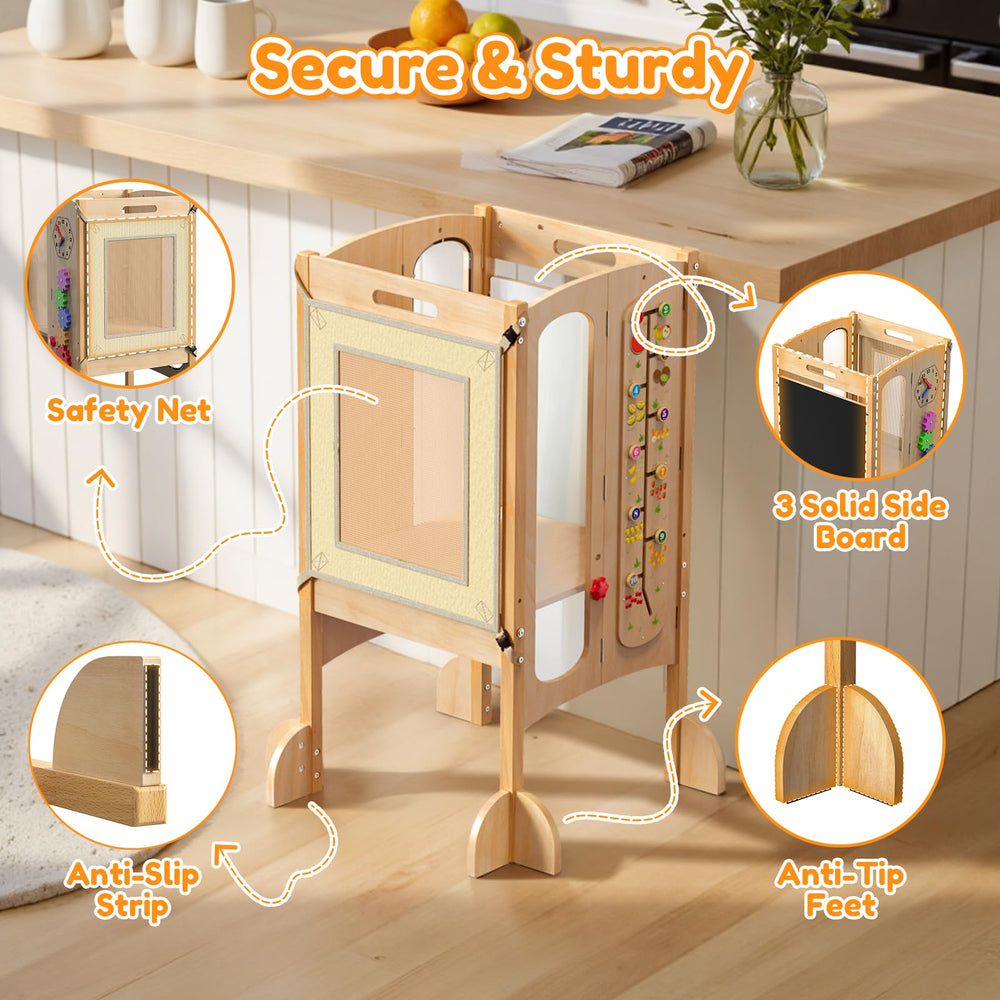 FlyingBoom adjustable-height tower grows with your child’s steps.