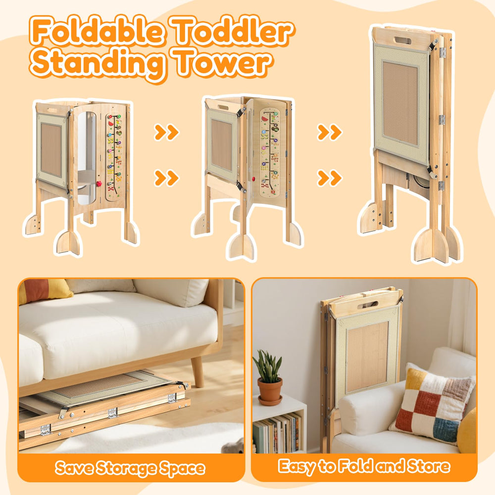 FlyingBoom safety-net toddler stool keeps little climbers secure during play.