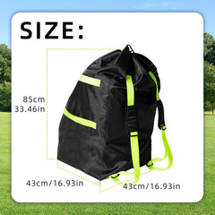 Folded Flylin bag stored in its attached pouch for space-saving storage.
