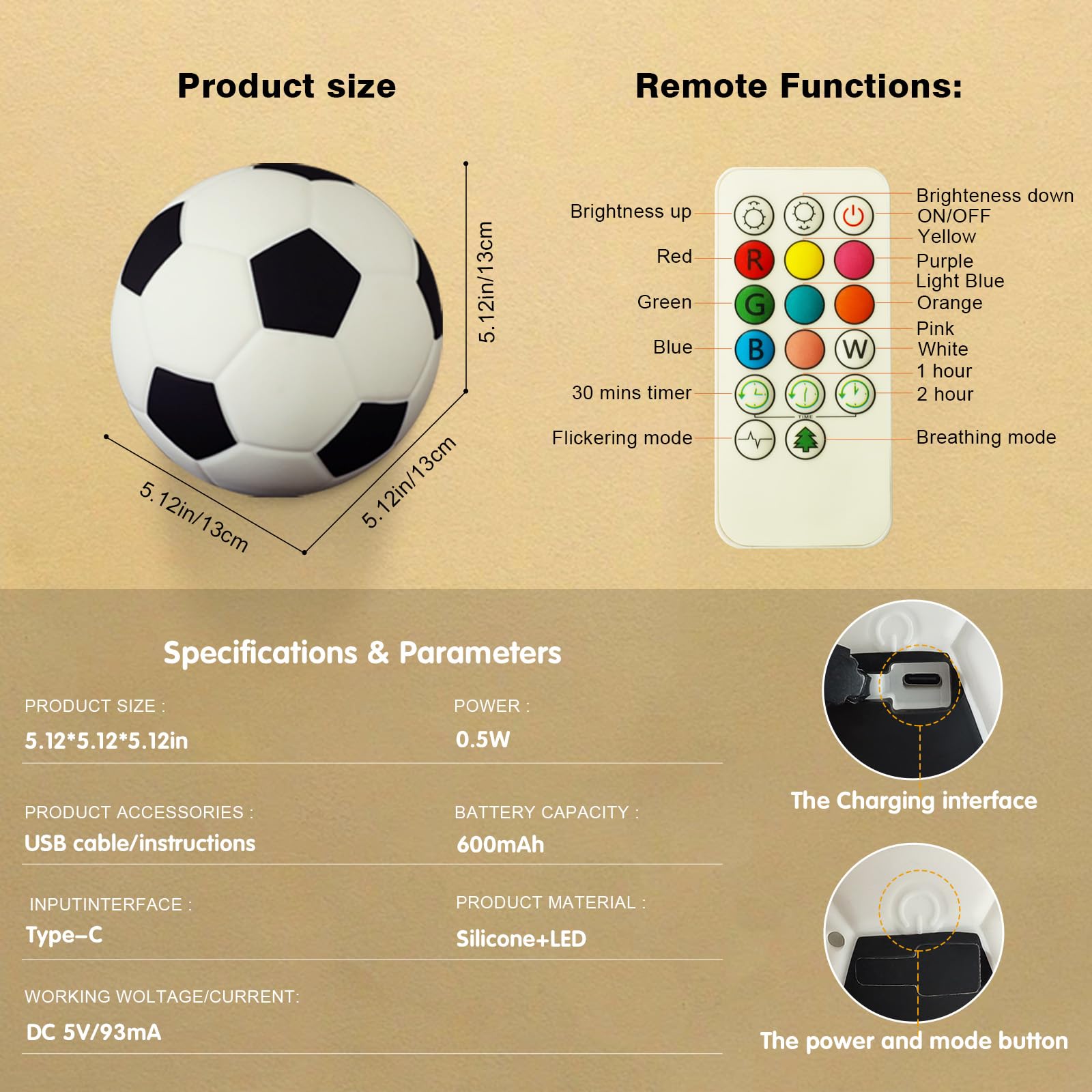 FlyonSea gift-ready soccer light ideal for birthdays and holidays.
