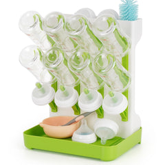 Flysich baby bottle drying rack with angled stand promotes quick drainage