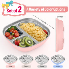Flysich divided stainless steel plate highlights sections for balanced, kid-friendly portions.