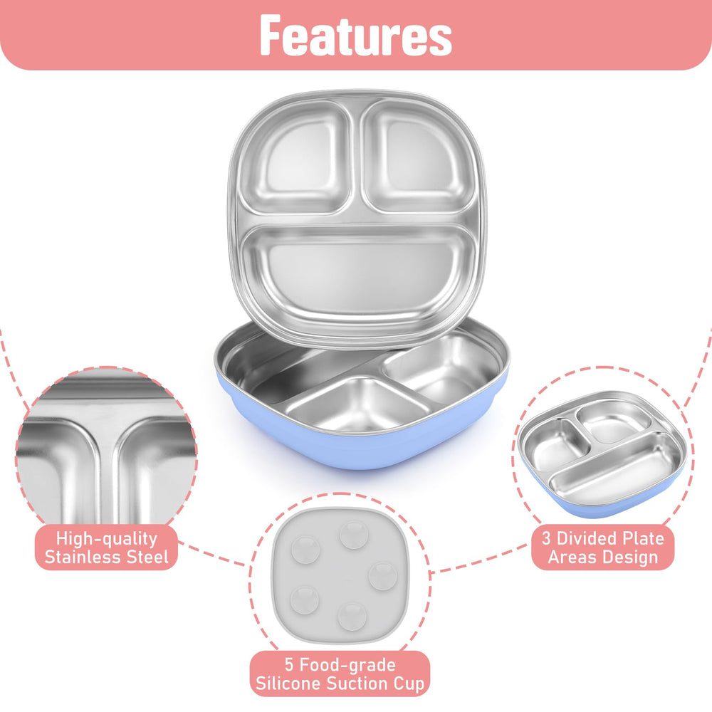 Flysich durable food-grade 304 stainless steel plate resists odors and scratches