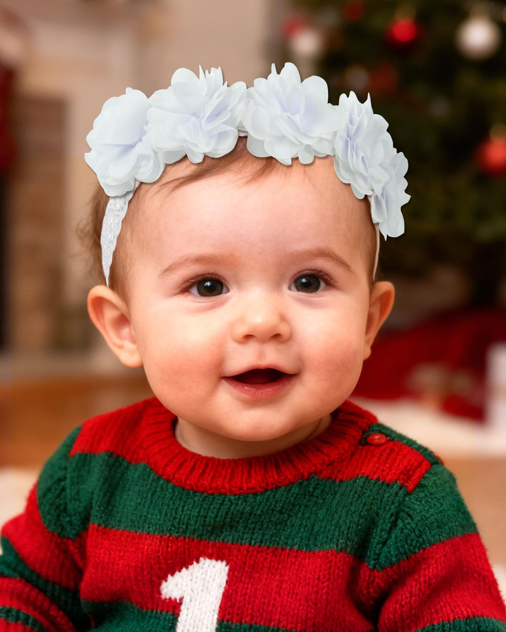 Fmeida headband suitable for baptism or first birthday photos