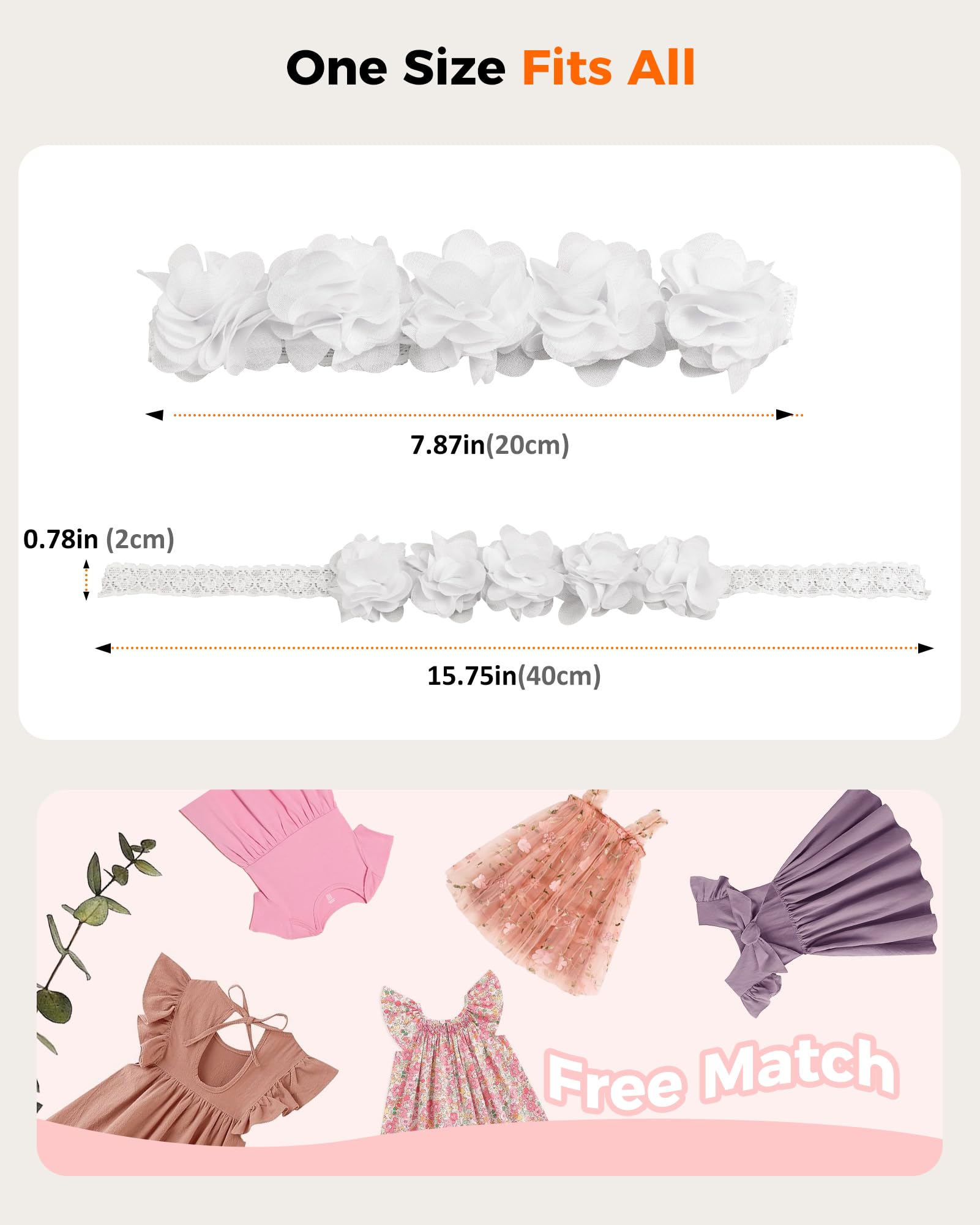 Adjustable stretch headband offers a secure 4-24 months fit