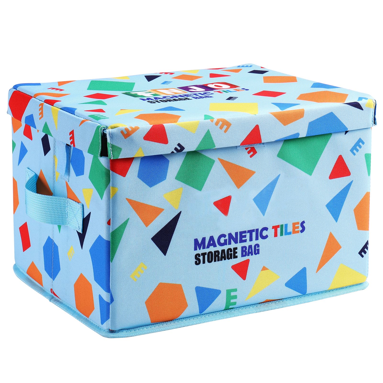 FNJO toy storage bin with lid closed keeps toys neatly stored and accessible.