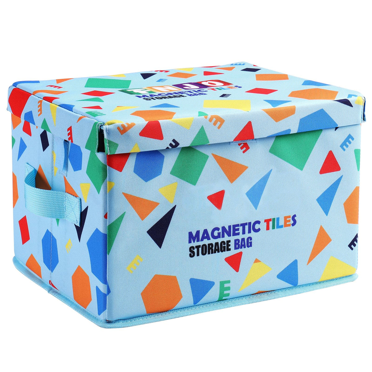 FNJO toy storage bin with lid closed keeps toys neatly stored and accessible.