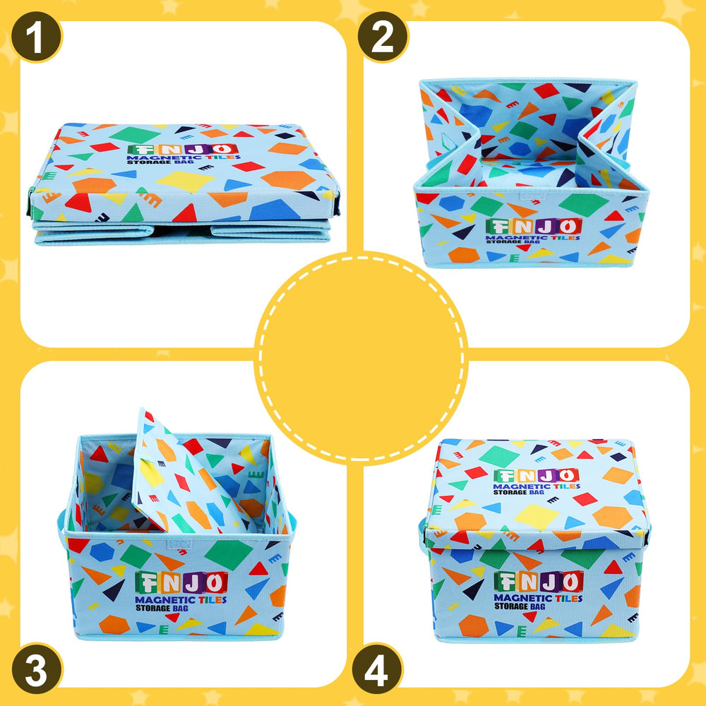 FNJO toy storage bin magnetic tiles compatible storage keeps tiles organized.
